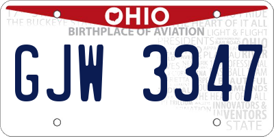 OH license plate GJW3347