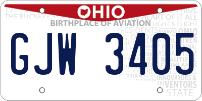 OH license plate GJW3405