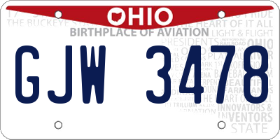 OH license plate GJW3478