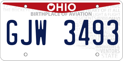 OH license plate GJW3493