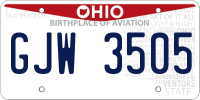 OH license plate GJW3505