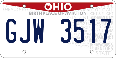 OH license plate GJW3517