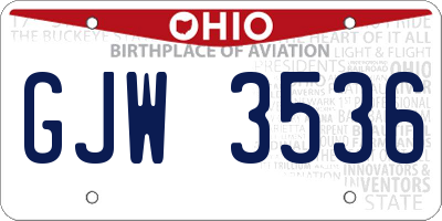 OH license plate GJW3536