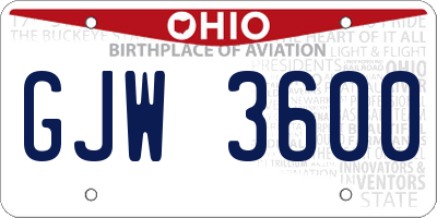OH license plate GJW3600
