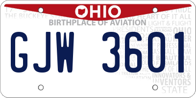 OH license plate GJW3601