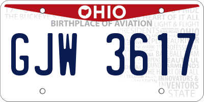 OH license plate GJW3617