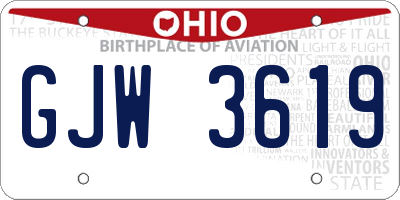 OH license plate GJW3619