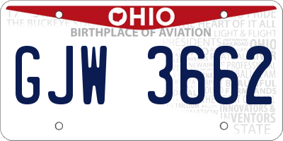OH license plate GJW3662