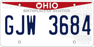 OH license plate GJW3684