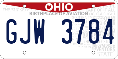 OH license plate GJW3784