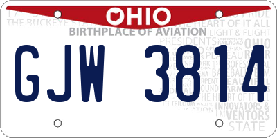 OH license plate GJW3814