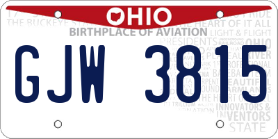 OH license plate GJW3815
