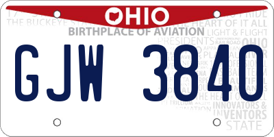 OH license plate GJW3840