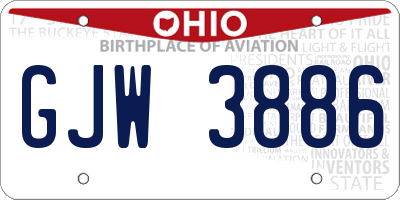 OH license plate GJW3886