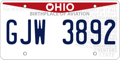 OH license plate GJW3892