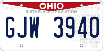OH license plate GJW3940