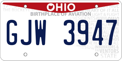 OH license plate GJW3947