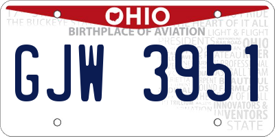 OH license plate GJW3951
