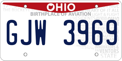 OH license plate GJW3969