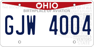 OH license plate GJW4004