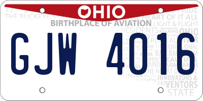 OH license plate GJW4016