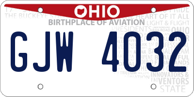 OH license plate GJW4032