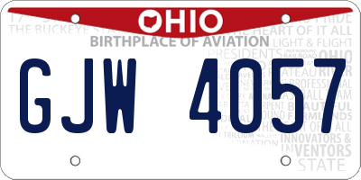 OH license plate GJW4057