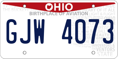 OH license plate GJW4073