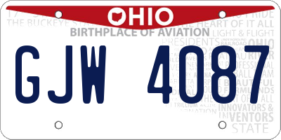 OH license plate GJW4087