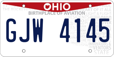OH license plate GJW4145