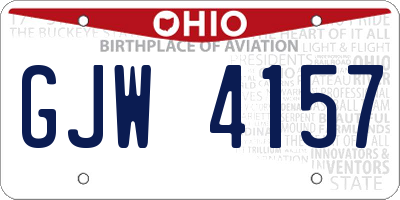 OH license plate GJW4157