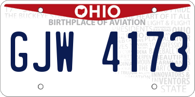 OH license plate GJW4173