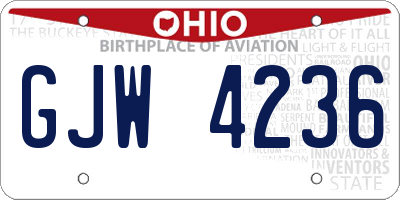 OH license plate GJW4236