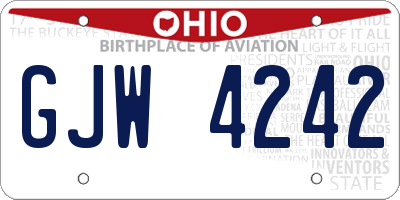 OH license plate GJW4242