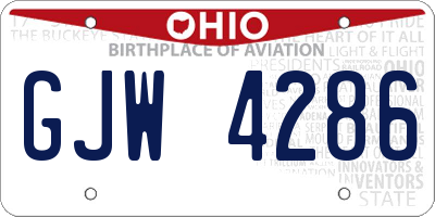 OH license plate GJW4286