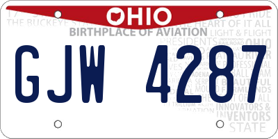 OH license plate GJW4287