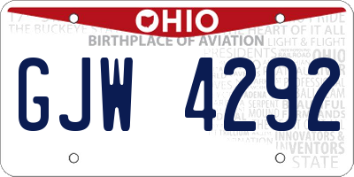 OH license plate GJW4292