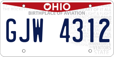 OH license plate GJW4312