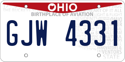OH license plate GJW4331