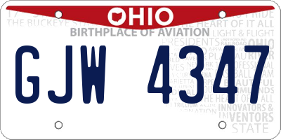 OH license plate GJW4347