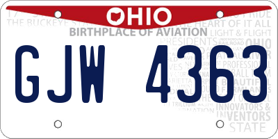 OH license plate GJW4363