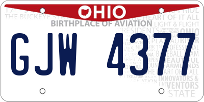 OH license plate GJW4377