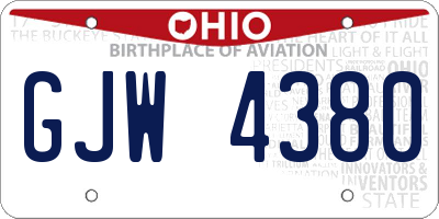 OH license plate GJW4380