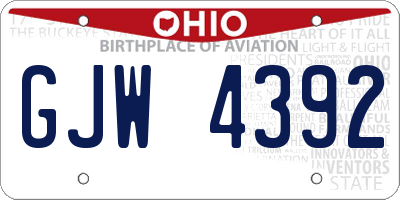 OH license plate GJW4392