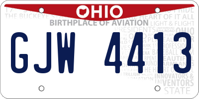 OH license plate GJW4413