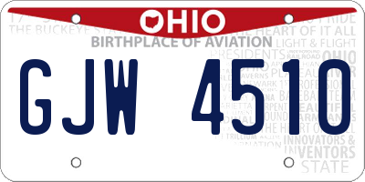 OH license plate GJW4510