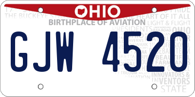 OH license plate GJW4520