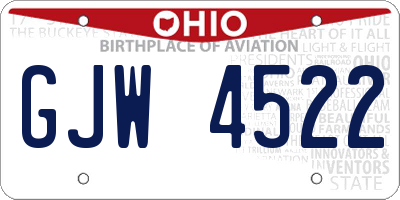 OH license plate GJW4522