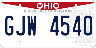 OH license plate GJW4540
