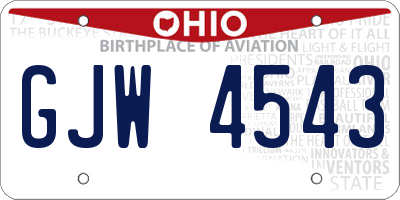 OH license plate GJW4543